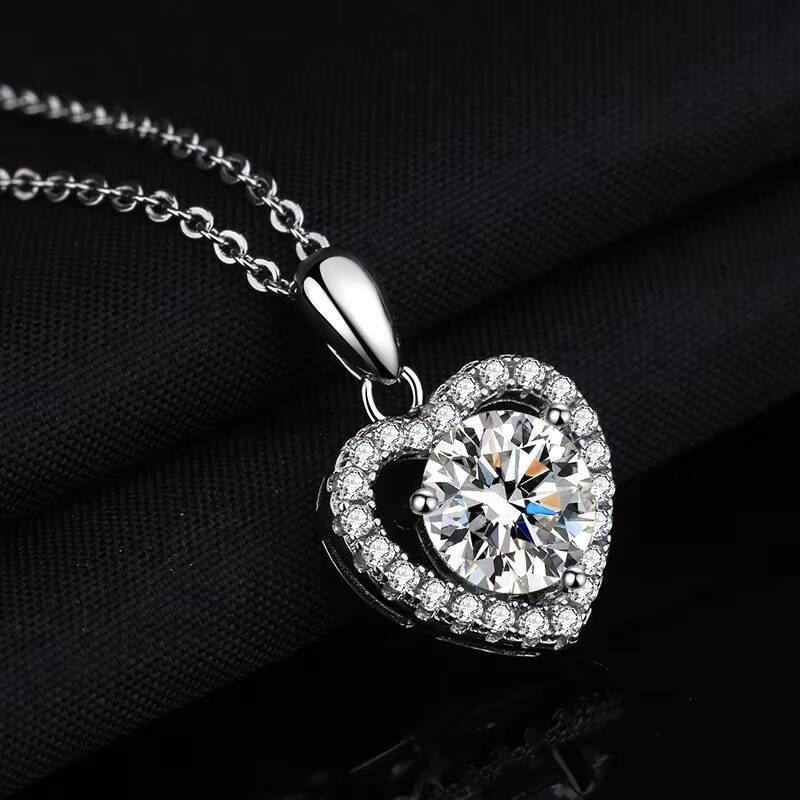 S925 Silver Moissanite Pendant Necklace for Women 2-3ct Simple Luxury Design for Weddings Holidays Great Gift Idea