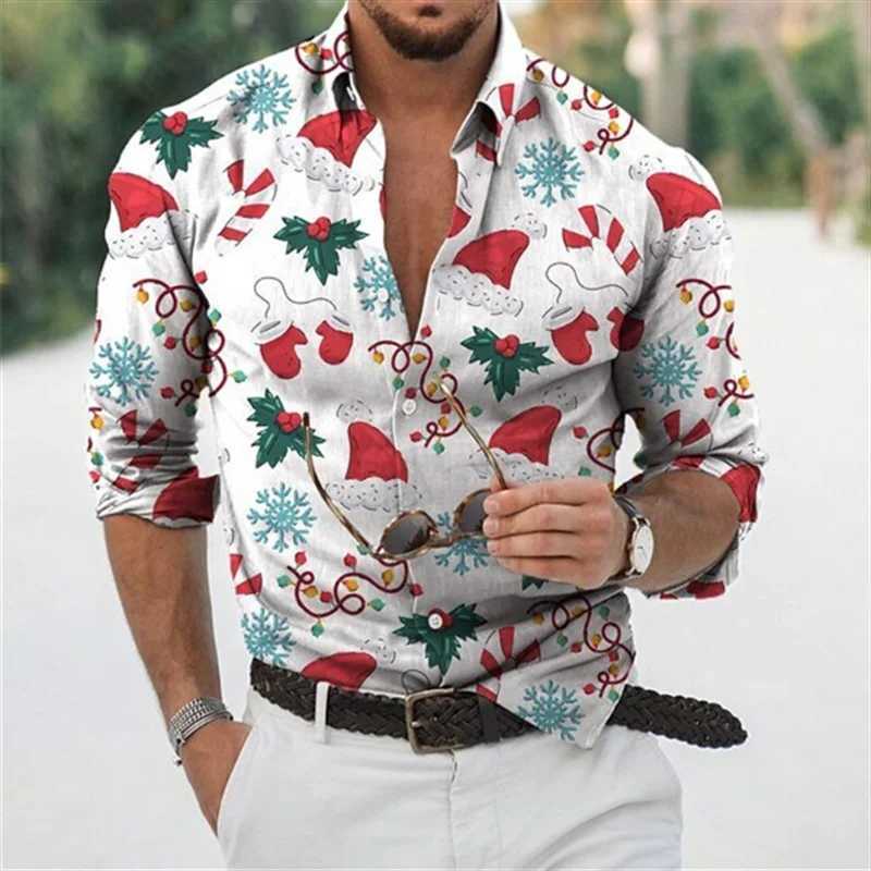 Fun Christmas Snowman Theme 3D Printed Mens Shirts Casual Long Sve Streetwear Tops Unisex Holiday Party Hawaiian Shirts Q251110