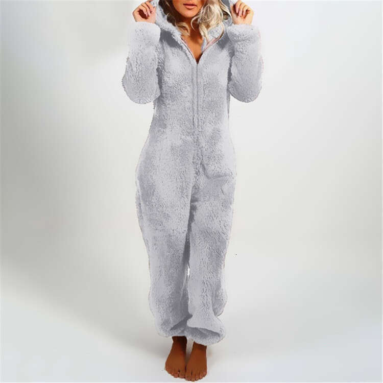 2025 New Style Autumn Winter Cross-Border Fleece-Lined Thickened Furry Jumpsuit Hooded Pajamas Parent-Child Outfit