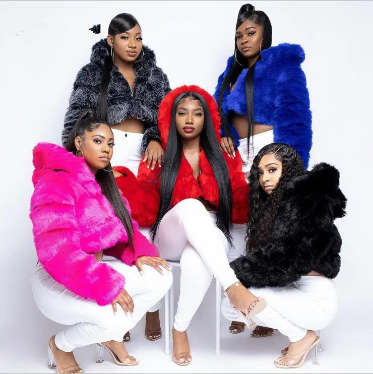 Women Faux Fur Short Coats Thick Warm Coat Hooded Open Stitch Regular Full Sleeve Solid Casual Elegant Splice Autumn Winter 251110