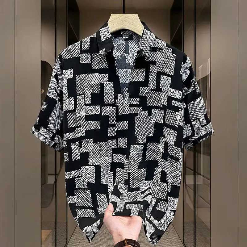 EleGant and fashionable Harajuku slim fit Ropa Hombre loose casual sports full matching T-shirt printed thin short sLeeved shirt X250410