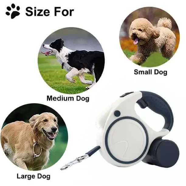 Retractable Dog Leash with LED Poop Bag Dispenser 16 FT Reflective Leash Dog Walking Puppy Durable Tractor Multifunctional Rope J251110