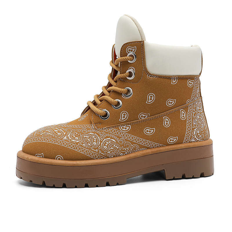 European Brand Men's Yellow Versatile Height-Increasing Casual Autumn Winter Niche High-Top New Martin Boots YZ10