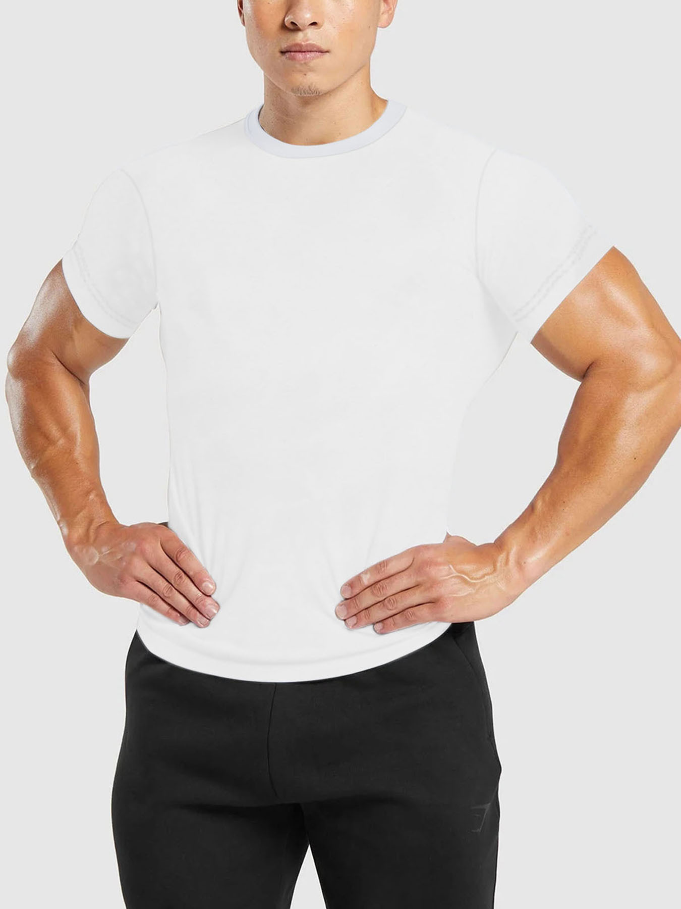 2025 Summer Mens Quick drying Round Neck Short sleeved T-shirt Basketball Training Clothing Running Sports Fitness Clothing