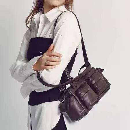 Korea New 2025 Motorcycle Bags Women's Crossbody Small Designer Commuter Handbag Cowhide Leather Single Shoulder Bag