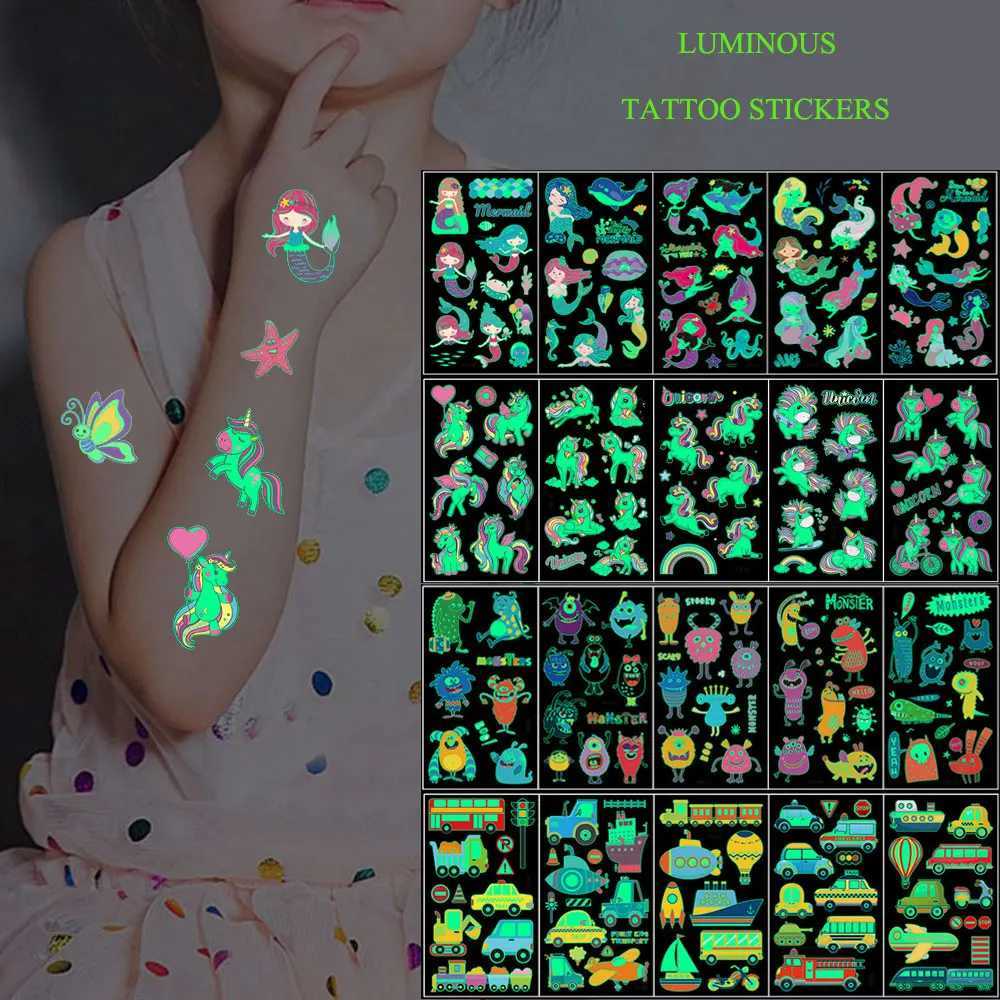 5 bright childrens tattoo stickers with colorful animals mermaids dinosaurs temporary tattoos for children cute body tattoos W250410