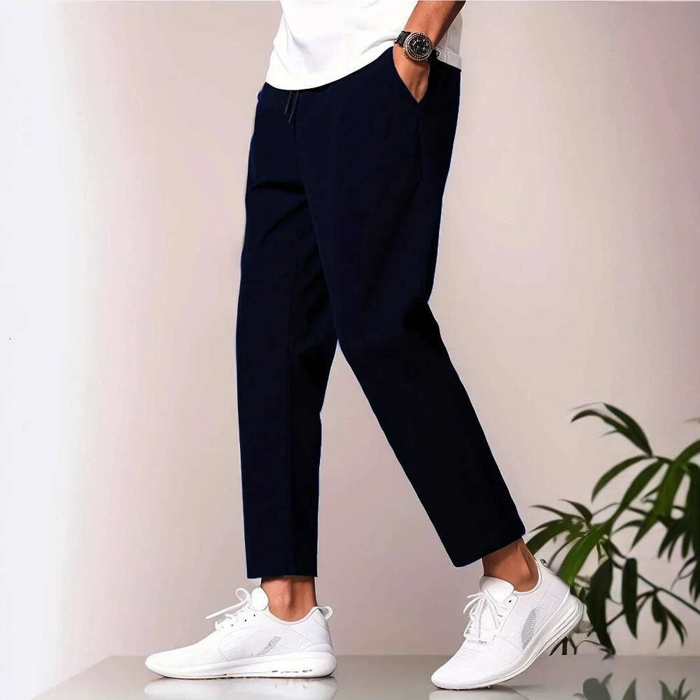New Casual Jogger Slim Fit Trousers Nine-Point Men's European And American Cross-Border Independent Station Business Slightly Tight Straight-Leg 