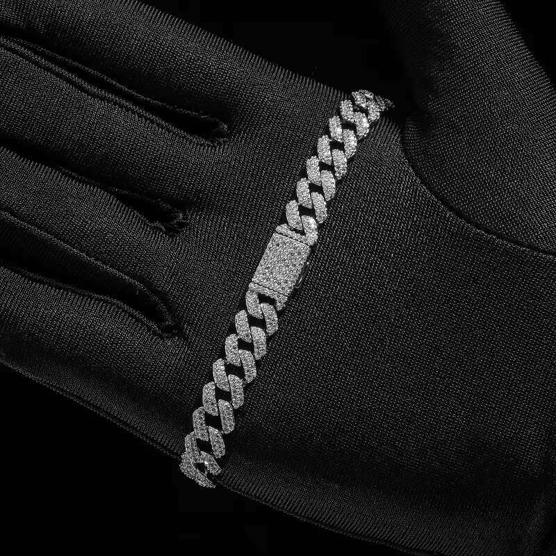 Personalized 8mm Cuban Chain Bracelet Sier Rose Gold Zircon Stone Casual Fashion Lightweight Gift Jewelry