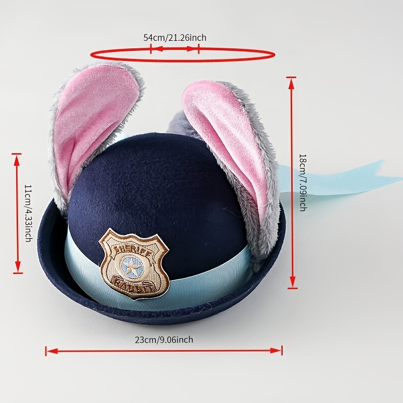 Licensed Disney Judy Bowler Zootopia Rabbit Police Adult Hair Accessories Headwear Sun Decorative Hat