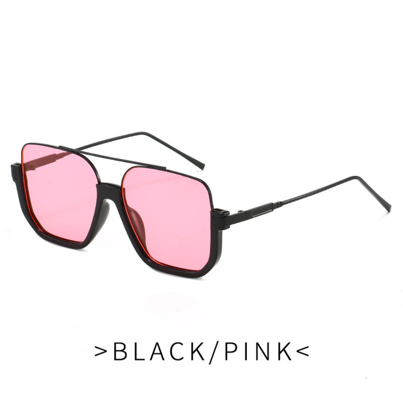 Double Bridge Half Metal for Women Large Frame Polygonal Korean Style Polarized Retro Personality Sunglasses