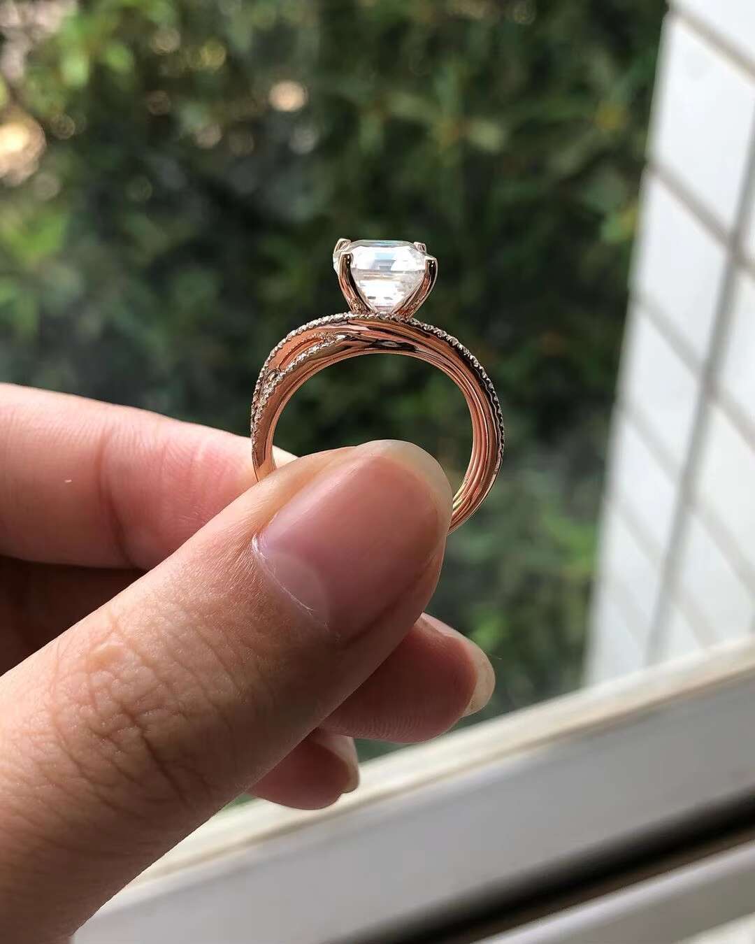 925 Sterling Silver Moissanite Jewelry Eternity Band Diamond Engagement Wedding Ring Stackable Gold Plated Rings Jewelry Women