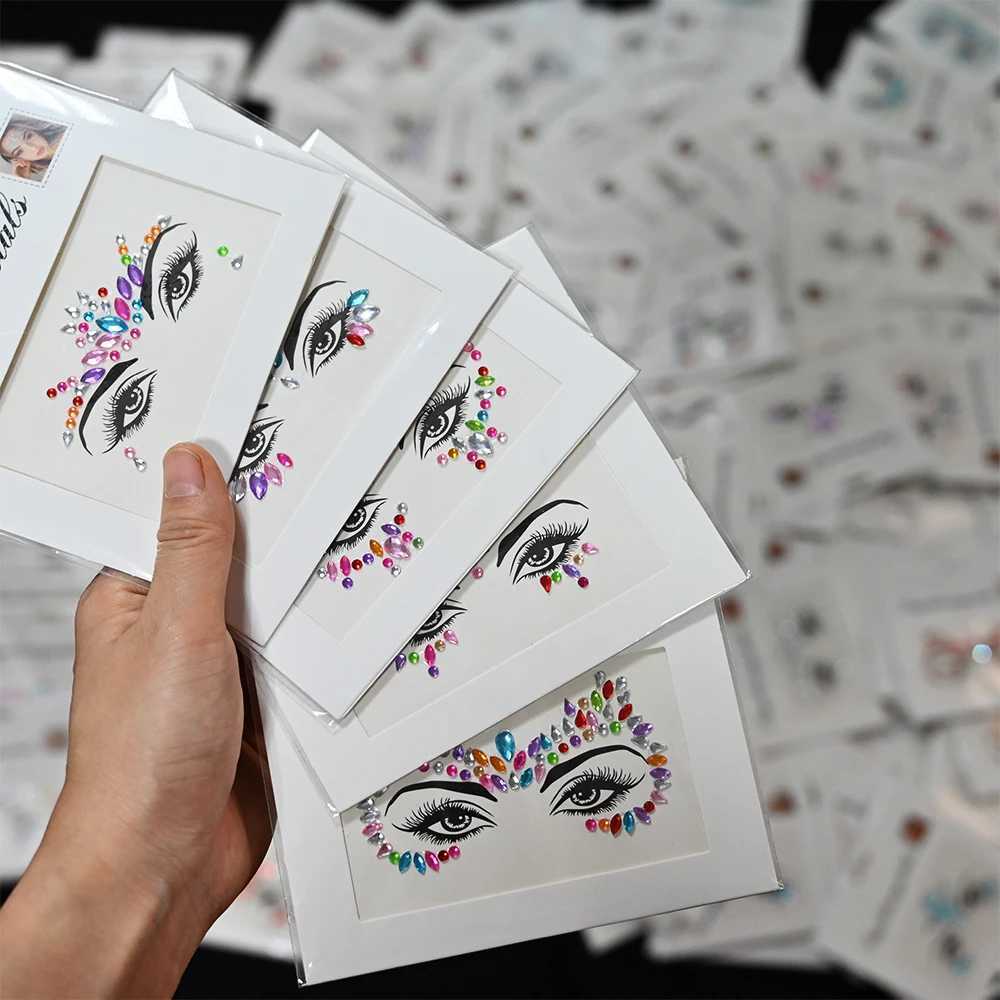5 pieces of mermaid face jewelry gemstones rhinestones Rave Eyes body temporary stickers crystal face stickers decorative for women and children** W25