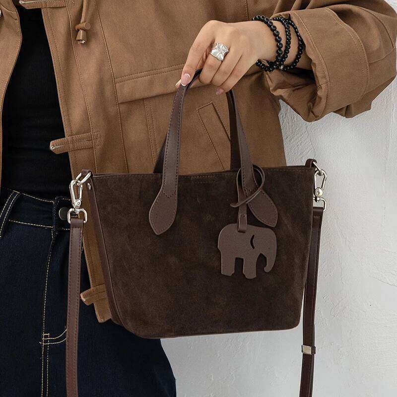NEW Autumn Winter Women's Natural Suede Cowhide Leather Crossbody Bag Luxury Designer Genuine Leather Commuting Shoulder Bag