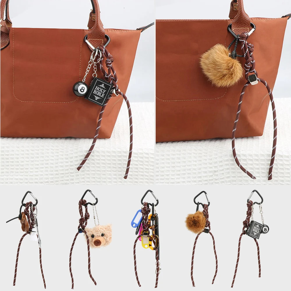 Trendy Colored Rope String Bag Charms Braided Straps Bag Decorations Multipurpose Rope Fashion Bag Keychain 251110