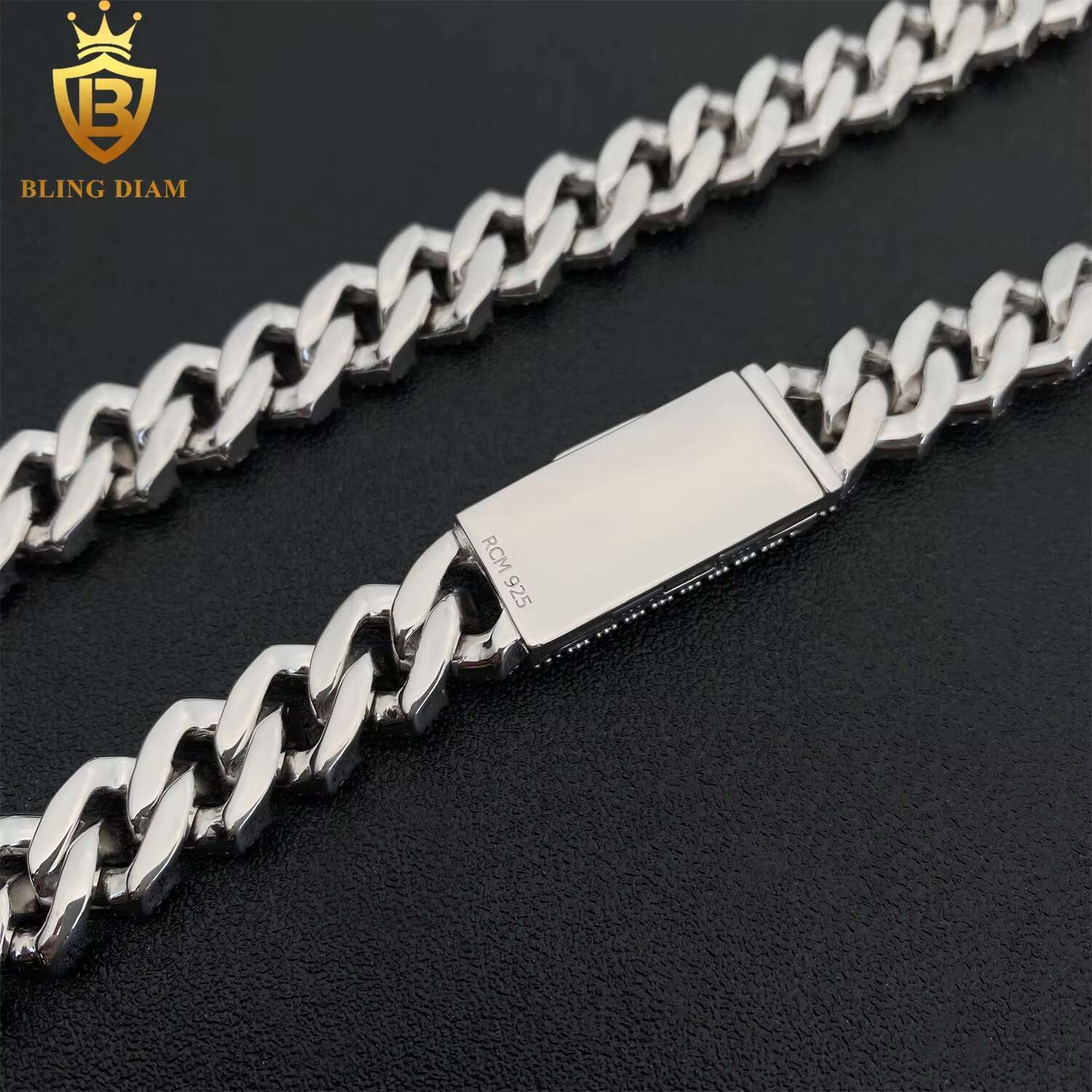 10mm 2Rows Hip Hop Jewelry 925 Sterling Silver Vvs Moissanite Iced Out Miami Cuban Link Chain Promotions and Discounts