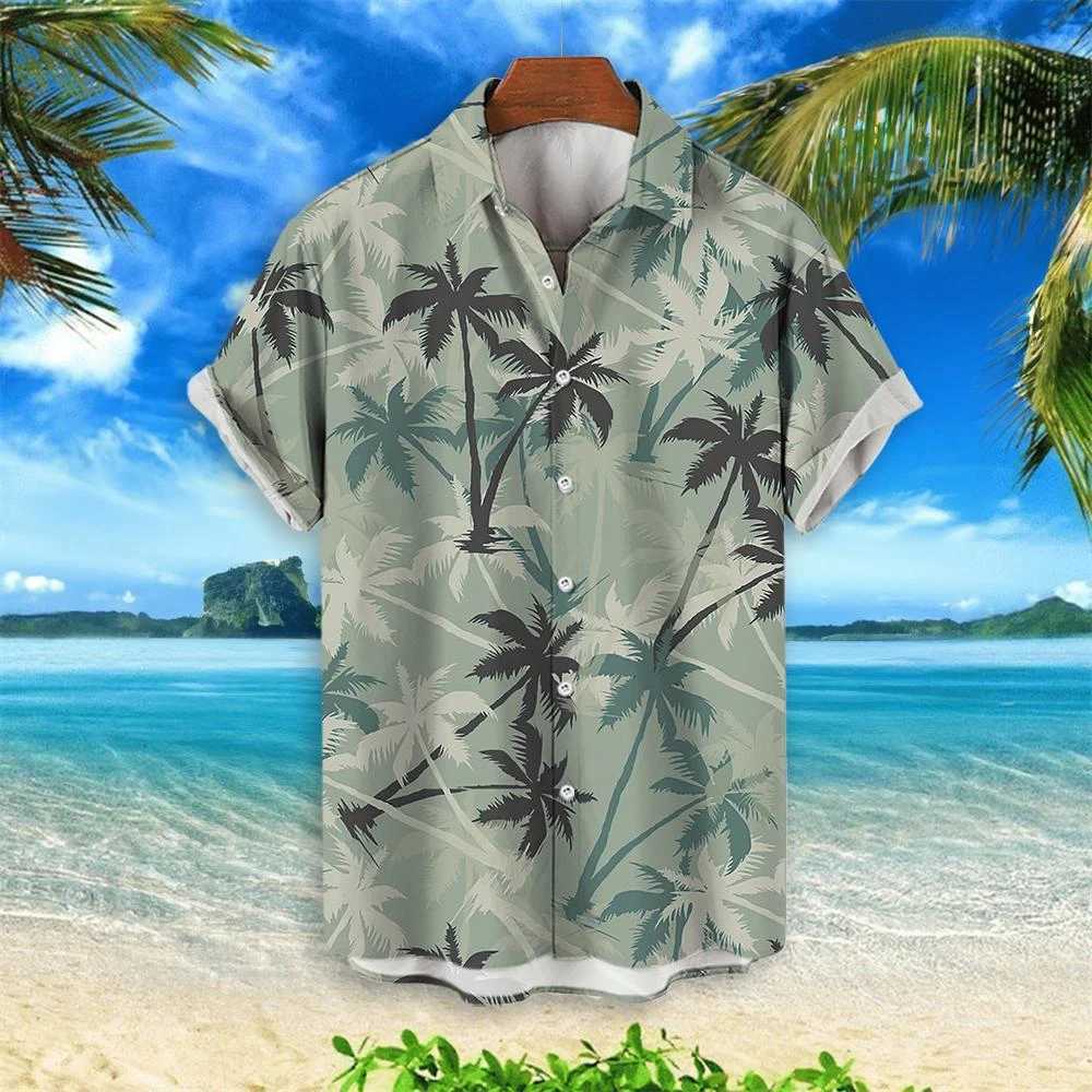 2024 Summer Animal Crane Mens Hawaiian Shirt 3D Plant Shirt Mens Flower Printed Plus Size Hawaiian Shirt Beach Flower Shirt 5XL X250410