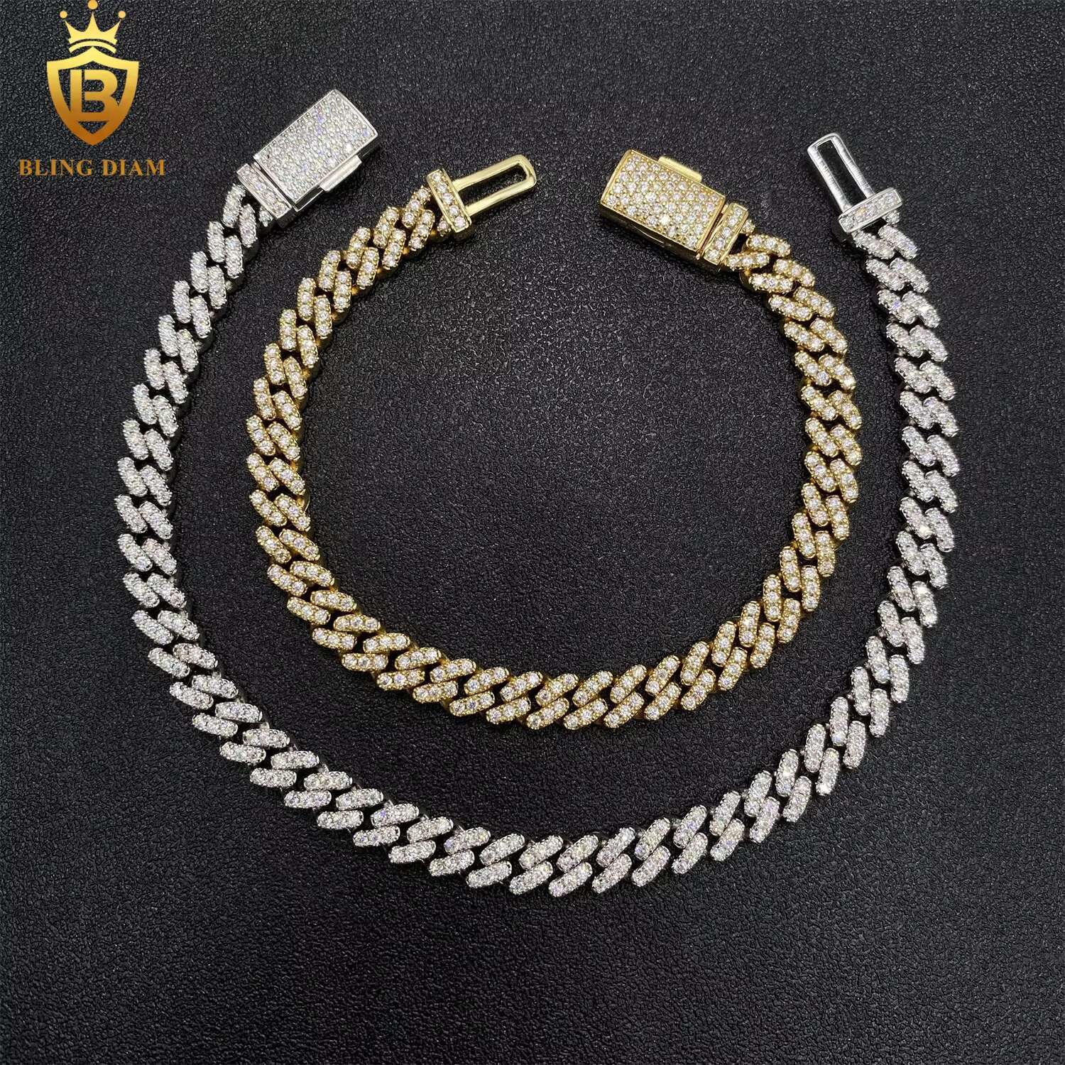 6.5mm Hip Hop Jewelry 925 Sterling Silver Vvs Moissanite Cuban Link Chain Bracelet Necklace