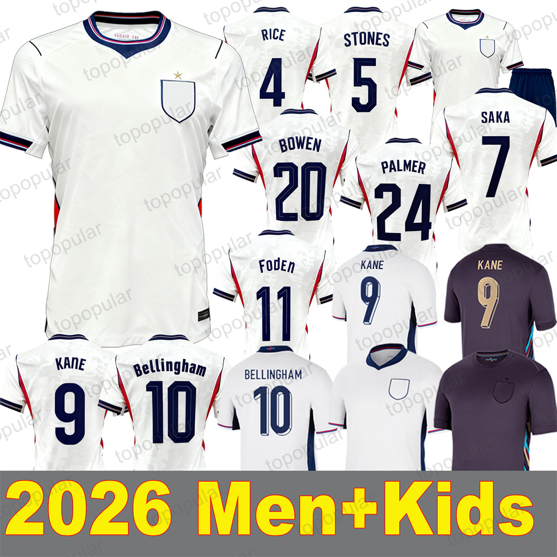 2026 Englands jersey BELLINGHAM Soccer Jerseys football shirt RICE SAKA FODEN RASHFORD STERLING STONES GREALISH KANE Men Kids fans player Football Shirt kit