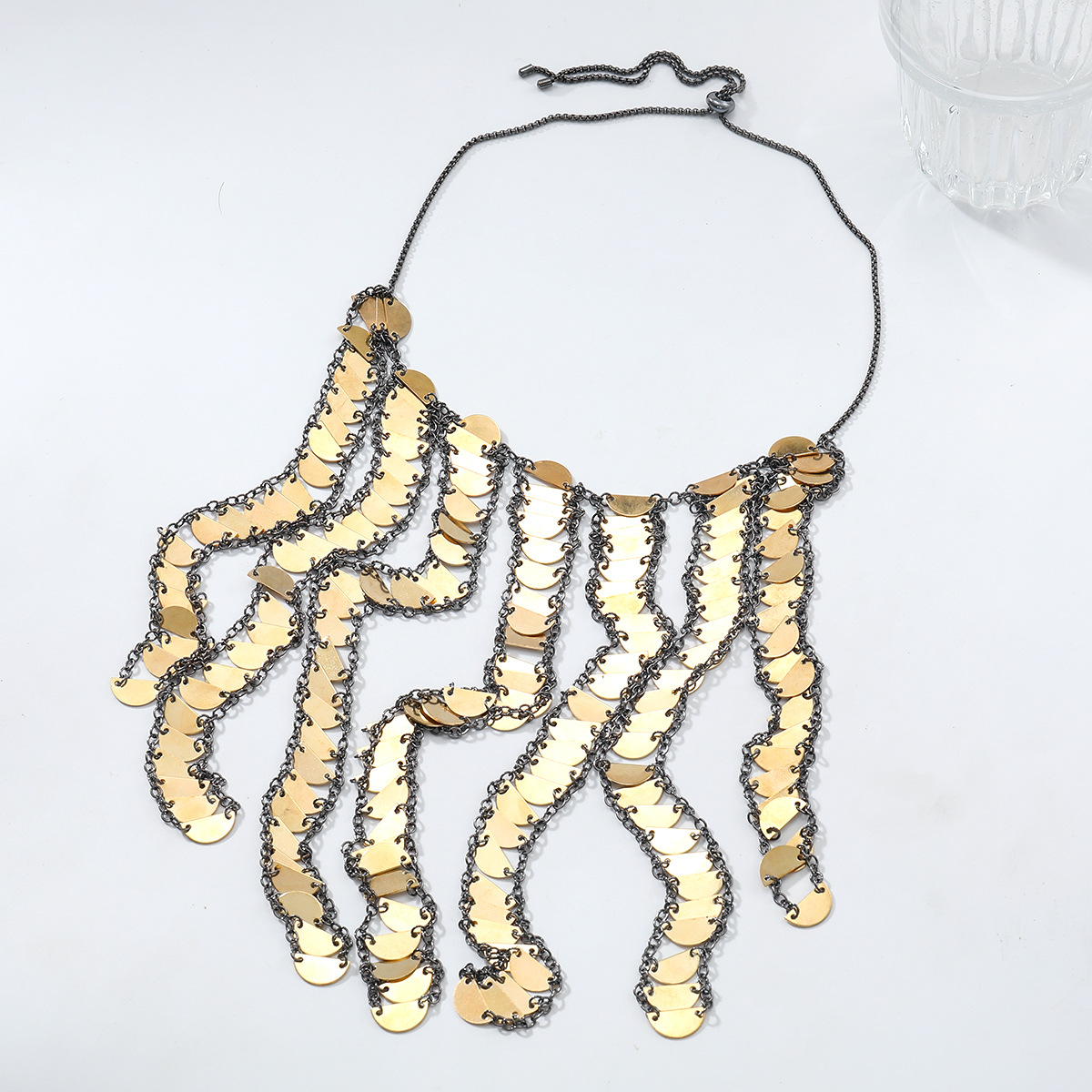 Autumn Exquisite Multi Layer Sequin Tassel Necklace Hand Woven Bohemian Style Charming Girl Gift Necklace