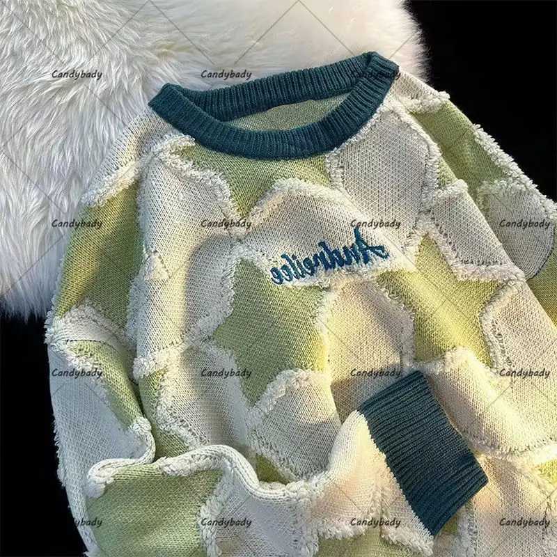 Fashion American High Street Harajuku Style Star Streetwear Men Round Neck Sweater Female Couple Y2K Street Retro Casual Loose Pullover Y251110