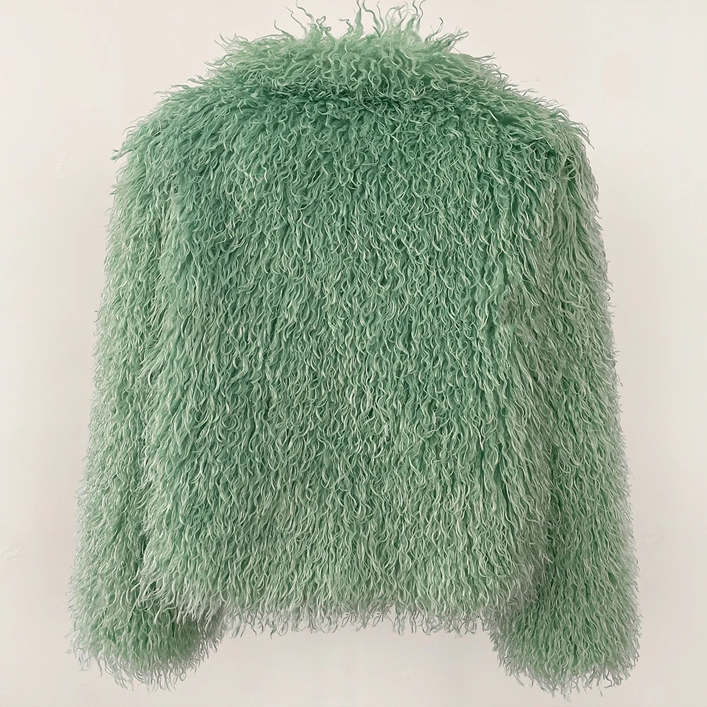 Fur Coat Ecofriendly Female Mongolian Sheep Fluffy Jacket Women Winter Artificial Thick Warm Outerwear Lady 251110