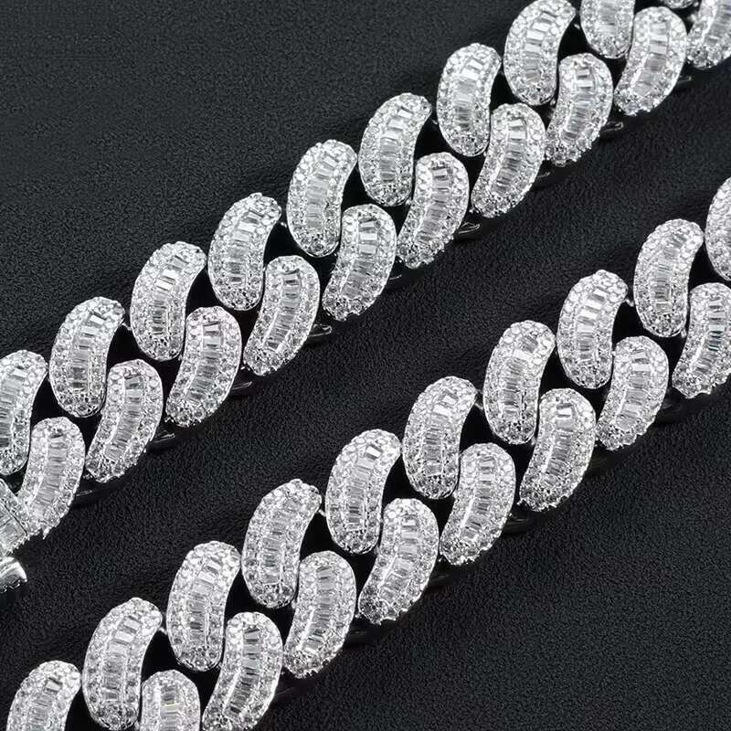 Custom 16mm18mm Vvs Moissanite Iced Out Dia Necklacegemstone Jewelry Cuban Chain