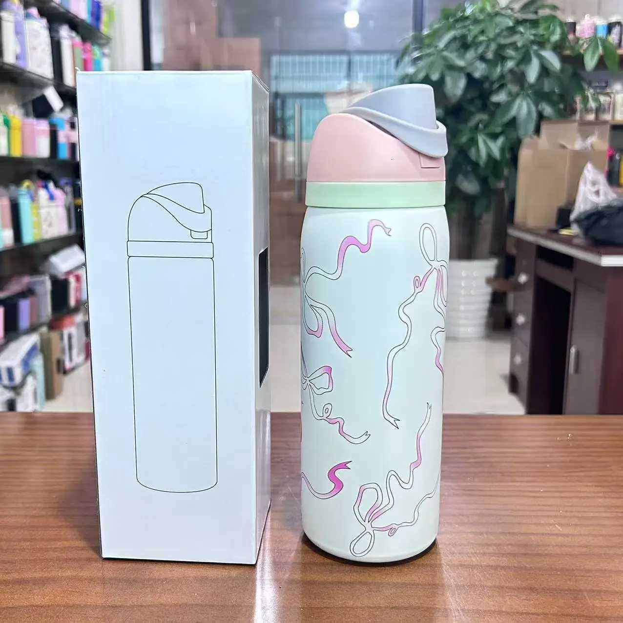 Fashionable cup Niebieska butelka termiczna z gradientem wytrzymay pogrubiony kubek termiczny na Wntynki Boe Narodzenie prezent urodzin Y251110