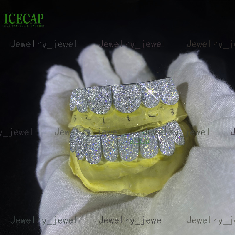 Designer jewelry Custom 925 Sterling Sliver VVS Moissanite Grillz Iced Out Womens and Men Hip Hop Jewelry Grillz Teeth Diamond Moissanite Grillz
