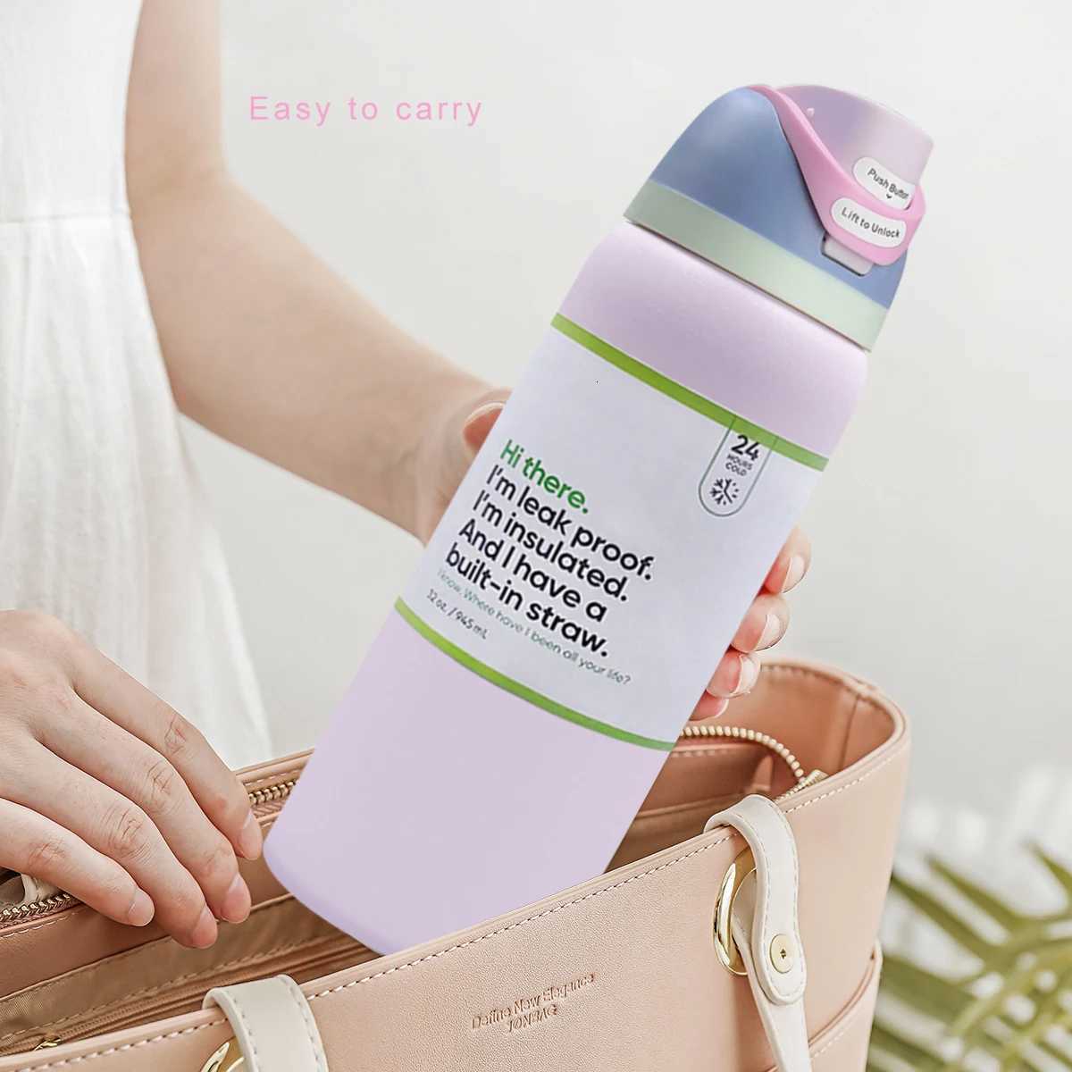 Fashionable cup Owalaa Water bottle 32oz945MLwith strawSipheat preservation time more than 24 hourscold and hot water can be Y251110