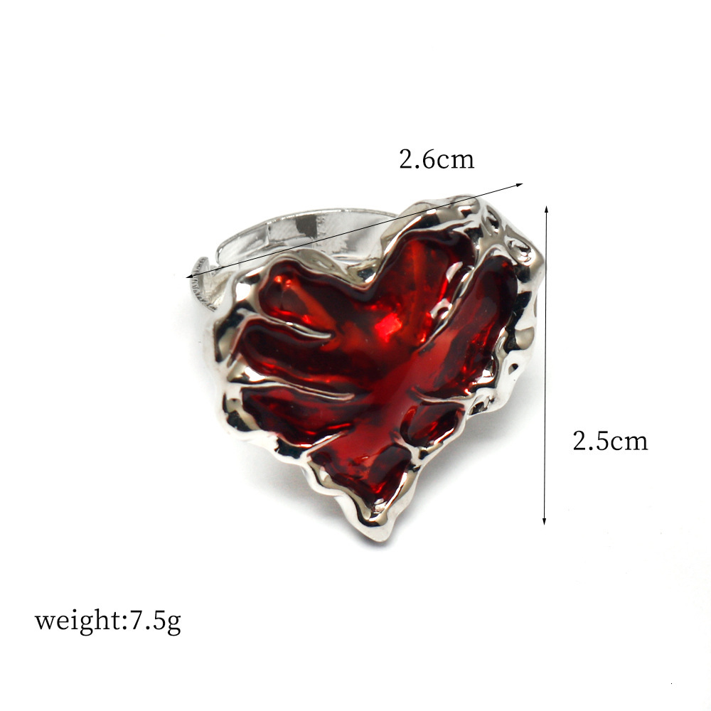 Dark Gothic Red Heart Cross Ring For Women Fashion Ring Niche Design With A Designer Ring Sense Of Sophistication Personalized Index Finger Ring Adjus
