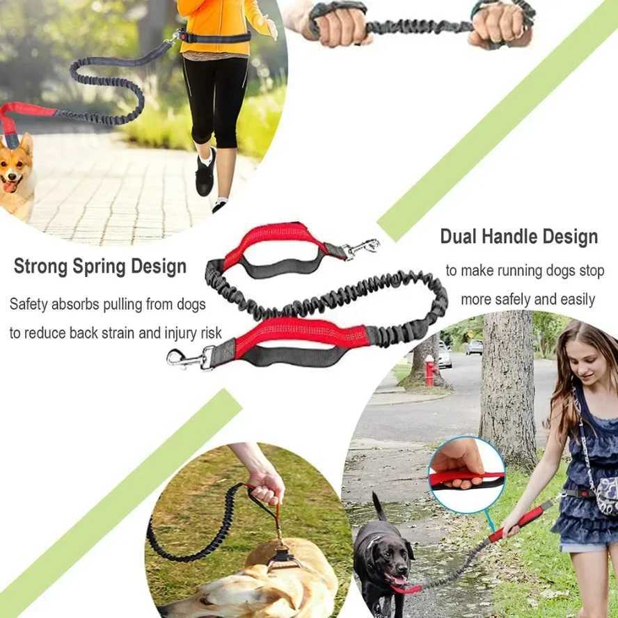 Retractable Dog Leash with Adjustable Waist Rope Hand Free Running Jogging Cycling Big Dogs Pet Elasticity Lead Pet Supplies J251110