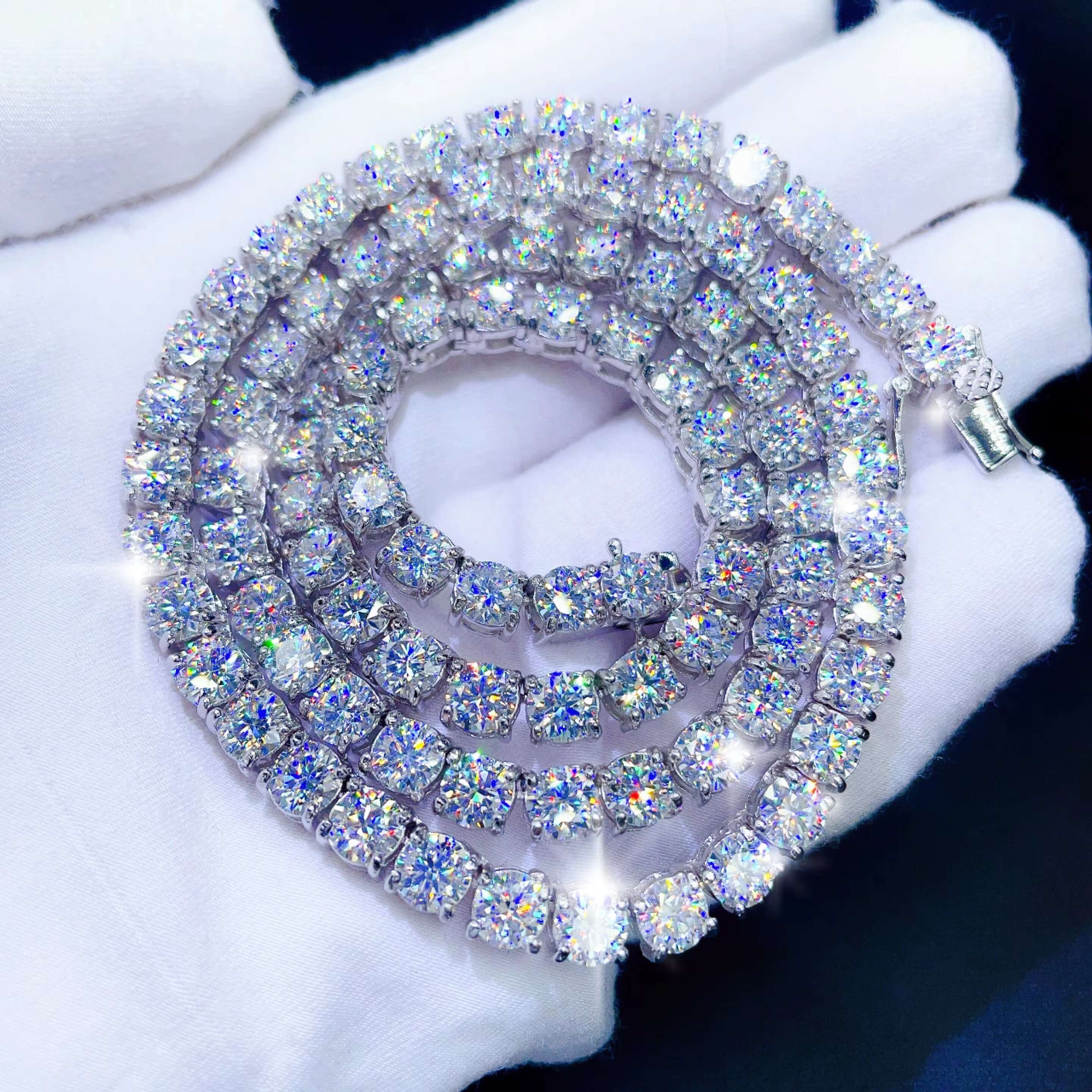Sterling Silver Jewelry Hip Hop 5mm Moissanite Tennis Chain Pass Diamond Tester VVS Diamond Chain