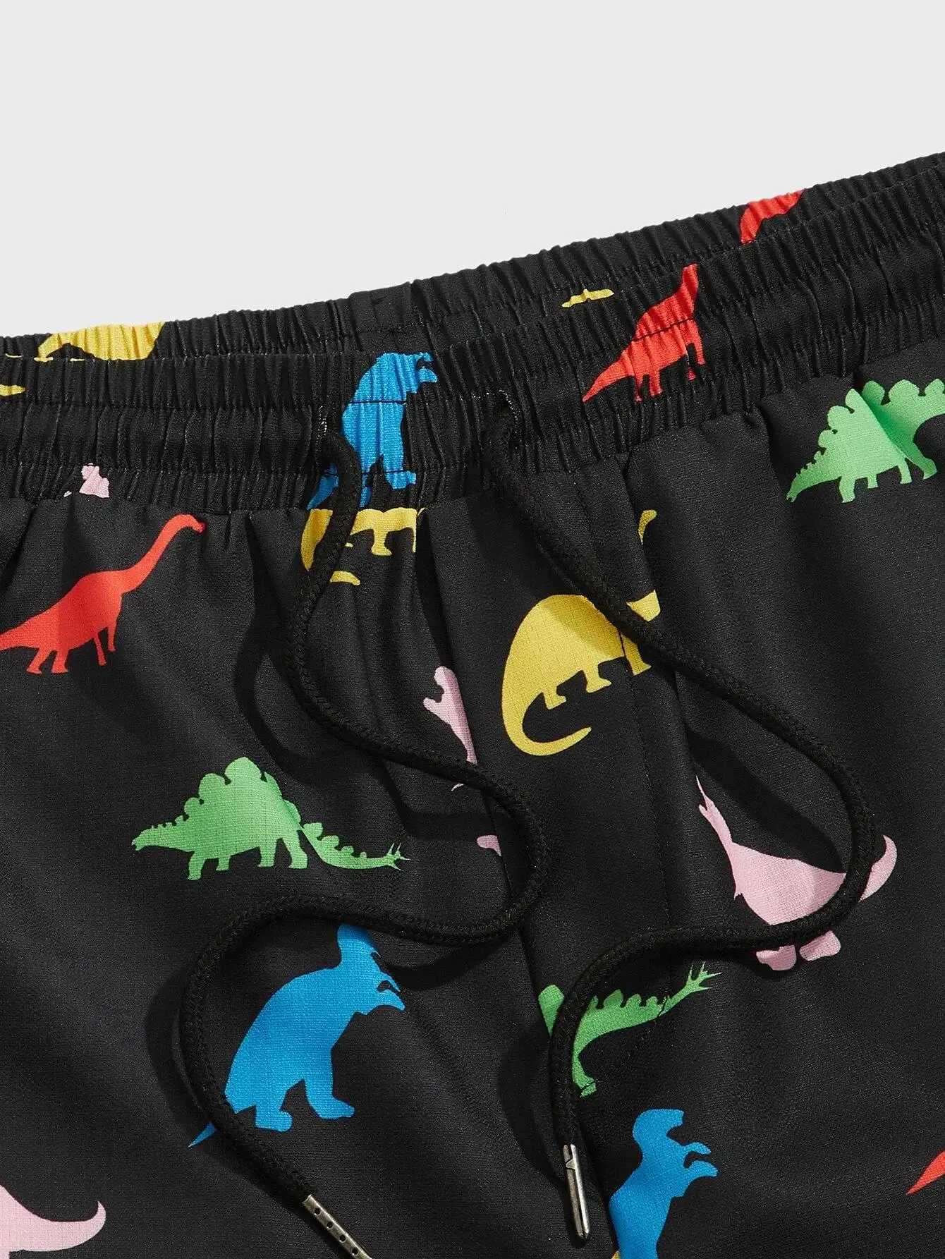 Mens beach shorts with dinosaur pattern 3D printed board summer swimming tree trunk elastic waist brushed Hawaiian styleW250410
