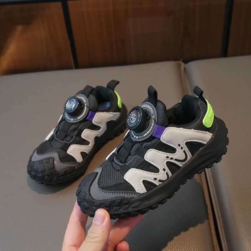 Boys Shoes 6yrs To 12yrs Fashion New Rotary Button Shoes for Kids Girls School Versatile Causal Mesh Tennis Childrens SneakersT251110