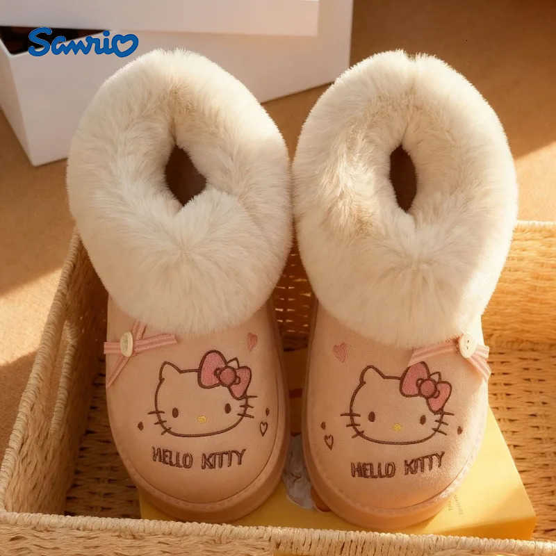 Sanrio Kawaii Hello Kitty Children Cute Cartoon Comfortable Warm Ankle Boots Cotton Padded Anti Slip Boots Flat Shoes for Kids H251110