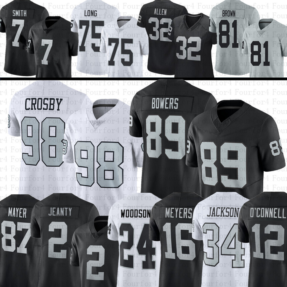 Ashton Jeanty Maxx Crosby Brock Bowers Football Jersey Geno Smith Bo Jackson Aidan OConnell Ken Stabler Howie Long akobi Meyers Charles Woodson Marcus Allen Bennett