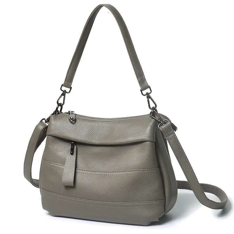Genuine Leather Commuter Handbag Multiple Compartments - Versatile Shoulder Crossbody Bag For Women With Dual Straps