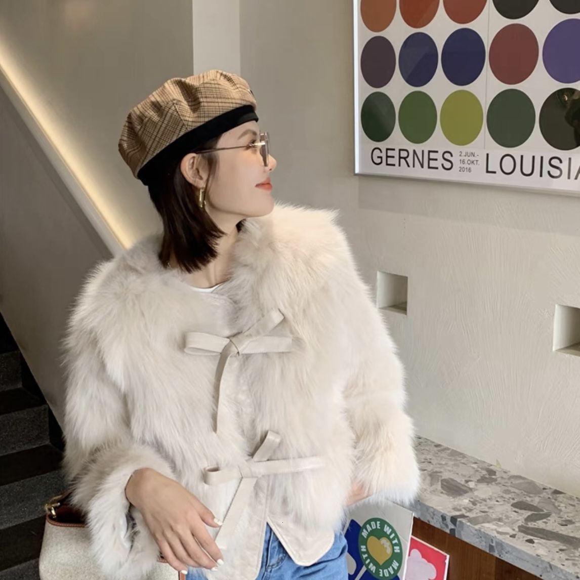 Women's Fashionable and Elegant Short Faux Fur Ligament Coat