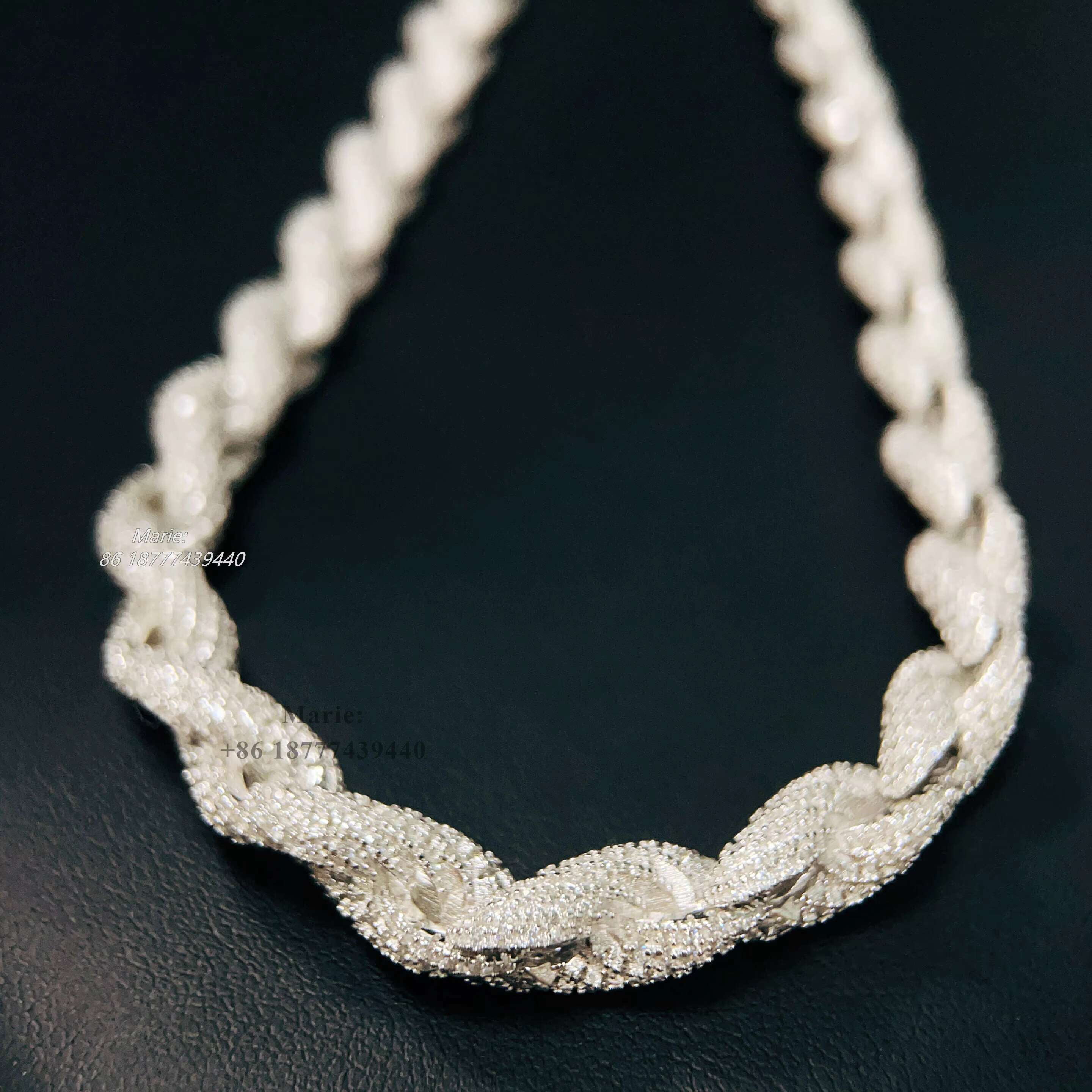 Drop Shipping White Gold 925 Sterling Silver Micro Pave Vvs Moissanite Diamond Rope Chain Necklace