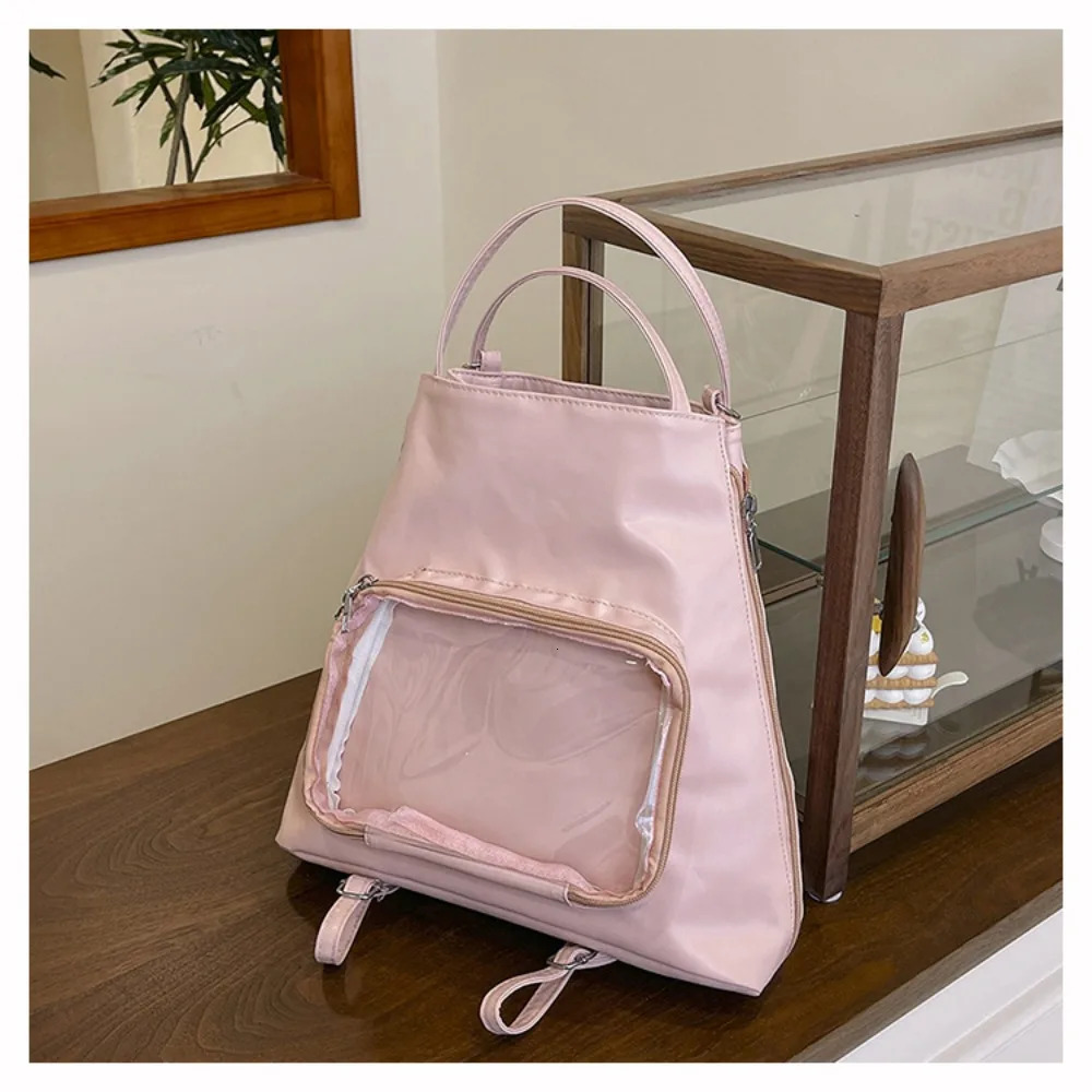 Fashion PU leather Ita bag large capacity cartoon handbag womens transparent shoulder Japanese teenage girl 250401