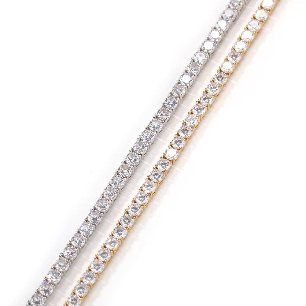 Uwin 3mm 4mm Real 925 Sterling Silver VVS D Color Moissanite Diamond Tennis Chain Bracelet Anklet Necklace Fine Jewelry