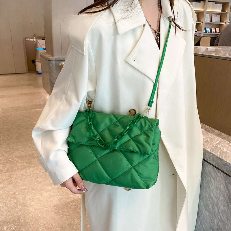 Yogodlns Large Capacity Crossbody Square Casual Chain Women Underarm Bags Fashion Quilted All-Match Winter Simple Shopping