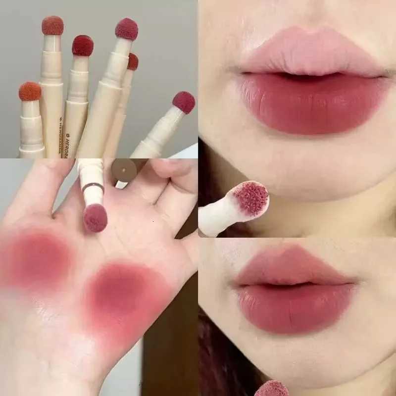 Fluffy Velvet Soft Lip Glaze Liquid Lipstick Cream Nude Matte Rose Red Pigment Waterproof Long Lasting Dye Cheek Lip Tint PasteT251110