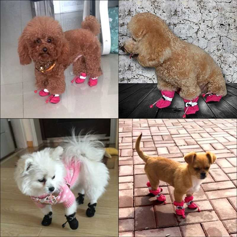 4 waterproof pet dog shoes anti slip rain boots thick and warm suitable for small cats dogs and puppies socks and boots T2504010