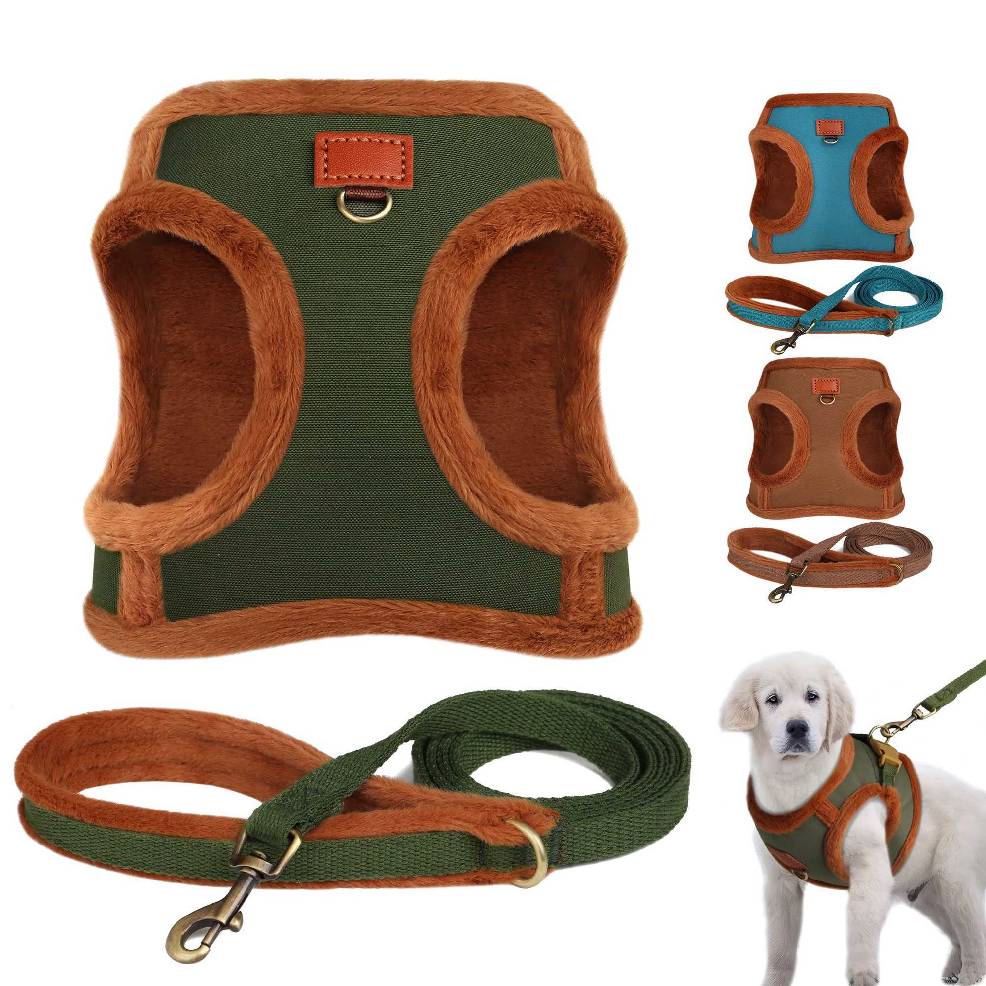 3 Layer Warm Dog Harness Leash Set Soft Padded Dog Harnesses Vest Winter Pet Puppy Walking Vest Lead for Small Medium Dogs Pug J251110