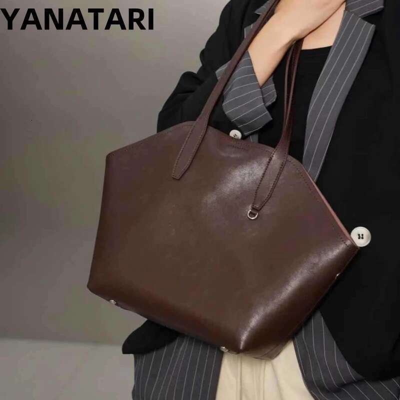 Women's Large Capacity Shoulder Bag Armpit Bag Ladies Genuine Leather Commuter Shopper Bags High Quality Handbag Big Tote