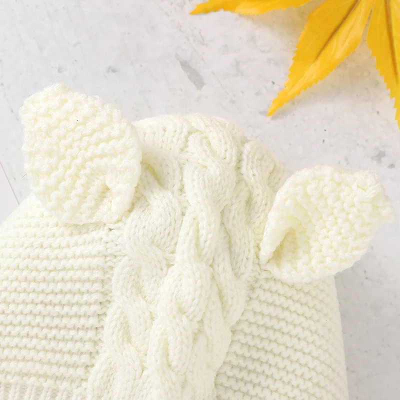Baby Hats Knit Infant Boy Girl Bonnet Fashion Cute Ears Adjustable born Kid Cap 024M Children Clothing Accessories Warm Fall 251103