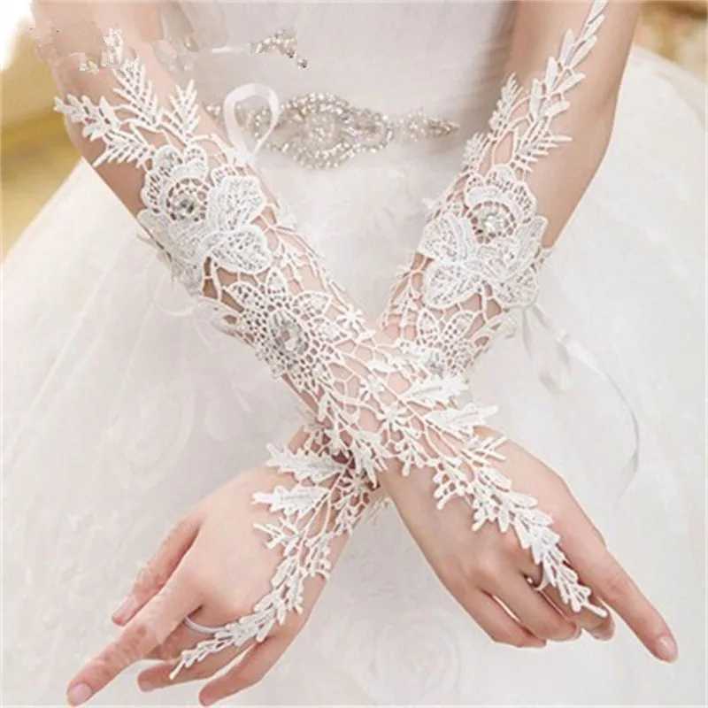 Bridal Gloves Long Lace Flower Accessories Wedding Hook Fingers Look Thin and Beautiful Gloves L251110