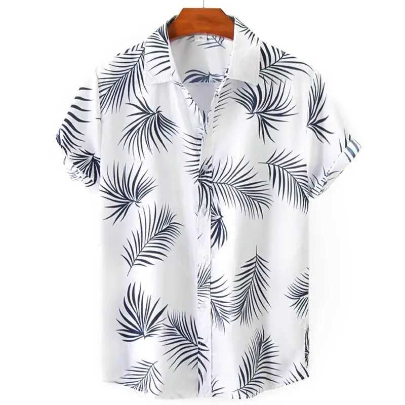 New 3D oversized geometric print Hawaiian summer beach casual mens short sleeved top comfortable Chinese style X250410