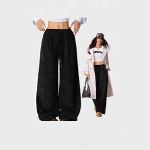 2025 Cross-Border European and American Amazon New Lazy Style High-Waisted Casual Versatile Draped Drawstring Wide-Leg Pants